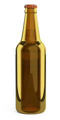 Brown glass bottle. Design mockup template.