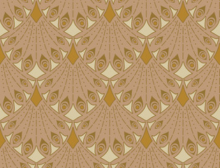 Art nouveau seamless pattern in brown colors. Vintage elegant background
