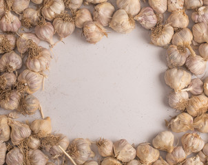 Obraz premium frame of garlic on white background background