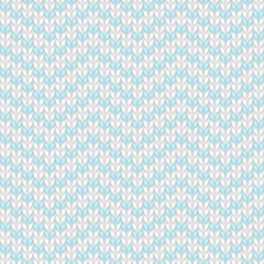 Chevron knit seamless pattern. Knitted white and blue background