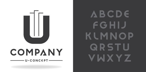 Real Estate, Business logo template. Font character design with font family.