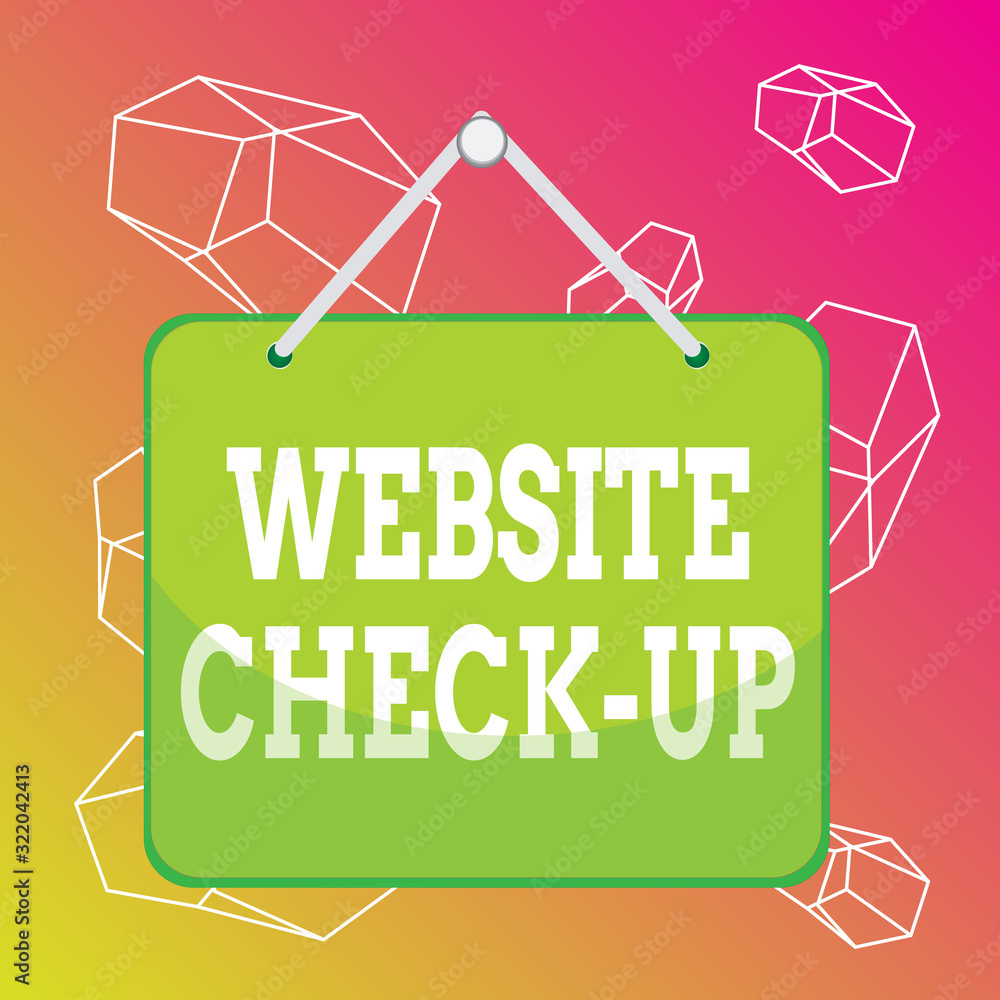Fototapete Word writing text Website Check Up. Business photo showcasing an examination of a website to see if something is in order Colored memo reminder empty board blank space attach background rectangle