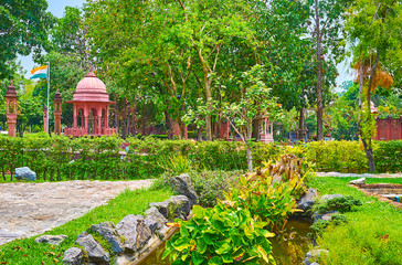 The lush greenery of India garden, Rajapruek park, Chiang Mai, Thailand