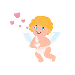  ute cartoon cupid character. Vector illustration can use for Valentine s Day poster, banner, greeting card and decoration.