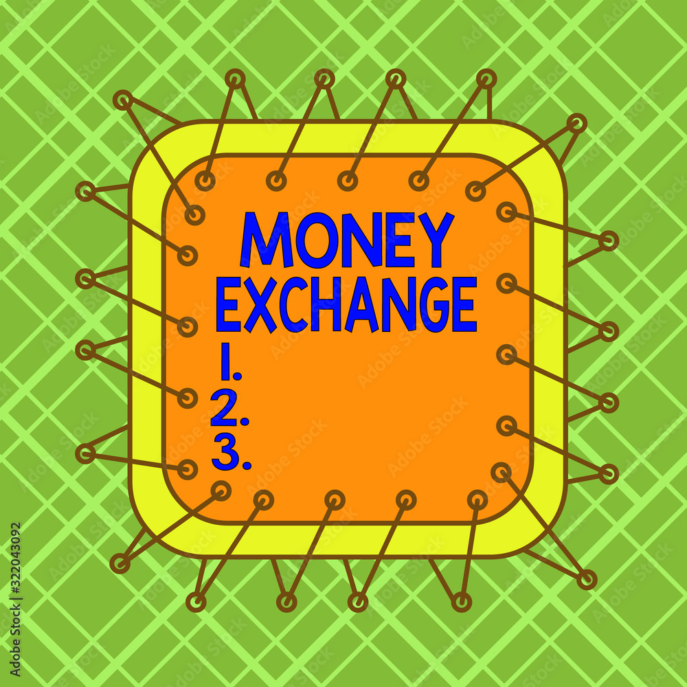 Poster word writing text money exchange. business photo showcasing office where you can change one currency