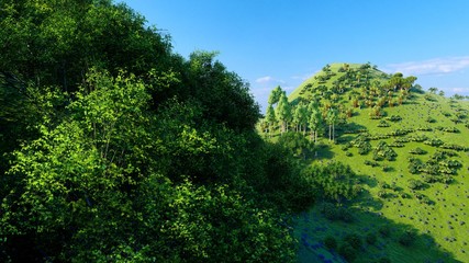 Jungle hills in Okinawa, Japan 3d rendering