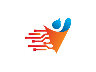 people technology logo template design, icon, symbol