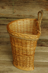 Hanger basket in the background plank floor with wooden background