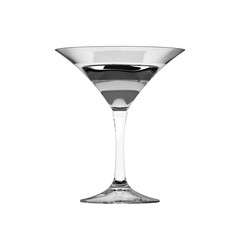 Conical Martini Glass with Colorless Layered Cocktail Drink Template. 3D Render Isolated on White Background.