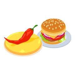 Tasty fastfood icon. Isometric illustration of tasty fastfood vector icon for web