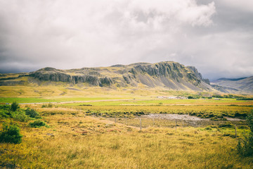 typical volcanic landscape in Iceland