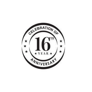 16th year celebrating anniversary emblem logo design
