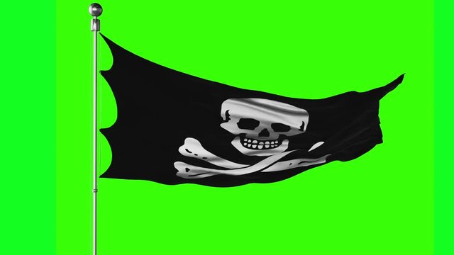 Jolly Roger Flag on a Green Screen