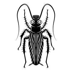 Black cockroach in gas mask on a white background.