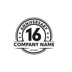 Fototapeta premium 16th year celebrating anniversary emblem logo design