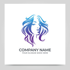 Beauty woman face logo symbol. Modern vector illustration
