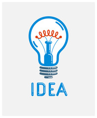 Creative idea light bulb vector linear logo or icon, creativity, science invention or research lightbulb, new business start.