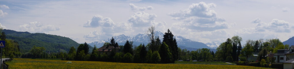 Fototapeta na wymiar Panoramic view of alpine landscape near Salzburg ,Austria