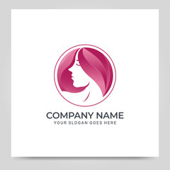 Beauty woman face logo symbol. Modern vector illustration