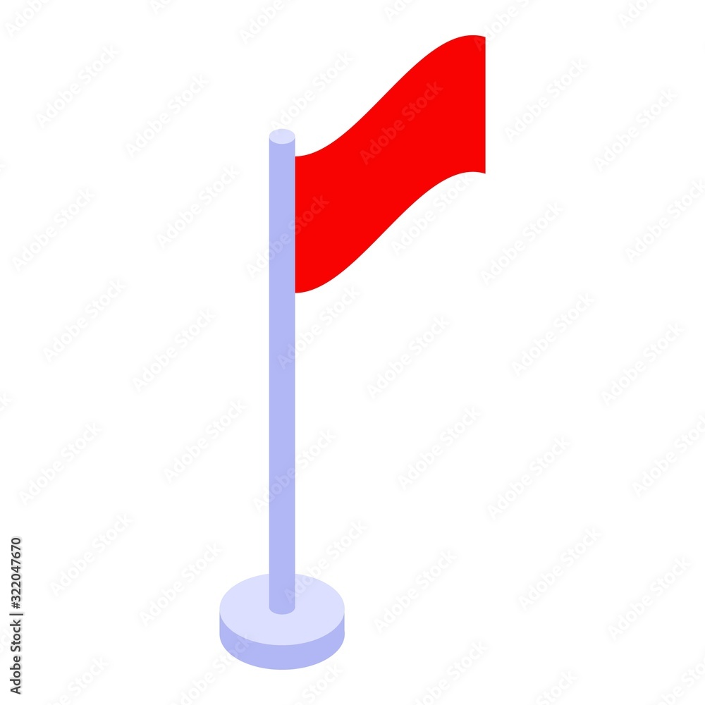 Poster red flag icon. isometric of red flag vector icon for web design isolated on white background