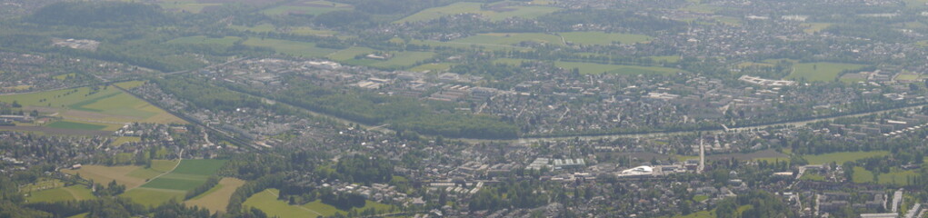 Panoramic view of the city of Salzburg from a height