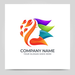 Beauty woman face logo symbol. Modern vector illustration
