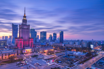 view of the palace of culture in the Polish capital Warsaw