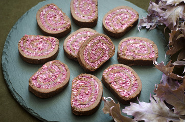 Chocolate biscuit roll with coconut without baking