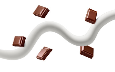 chocolate piece milk splash flow