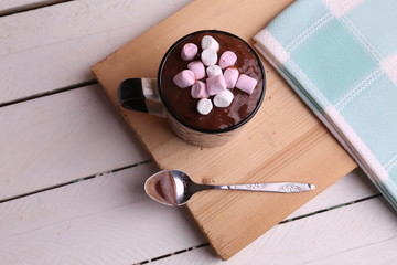 cup of delicious homemade chocolate with marshmallows