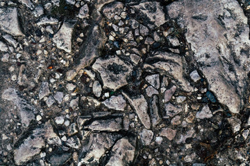 road of small and large stones