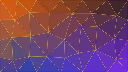  Abstract geometric pattern with triangle, purple, orange texture and golden lines.