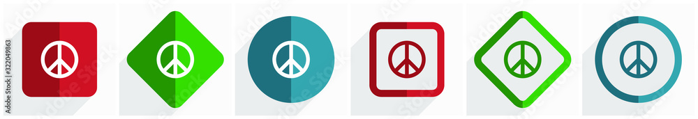 Leinwandbilder peace icon set, flat design vector illustration in 6 options for webdesign and mobile applications i