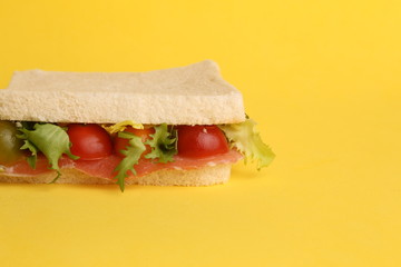 Spanish serrano ham sandwich with tomato and lettuce