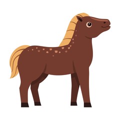 Cute happy horse on white background