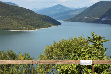 Georgia, Caucasus: Enguri Dam - inscription 