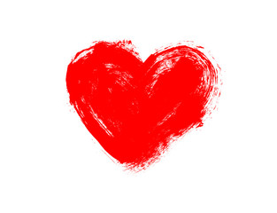 Heart red paint brush Valentine's Day on a white background
