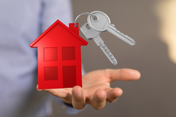 Hands - Holding House digital concept.