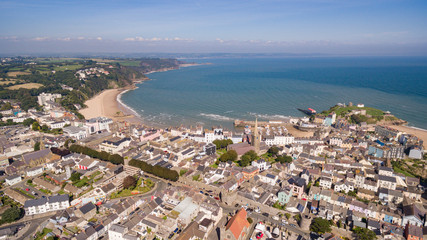 Aerial views of Tenby on the South Pembrokeshire coast Wales, UK
