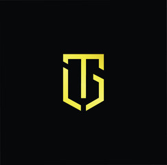 Outstanding professional elegant trendy awesome artistic black and gold color TG GT initial based Alphabet icon logo.