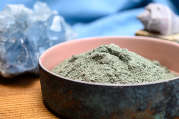 Healthy mud for body and hair treatment ingredient, natural organic blue clay powder ready to use