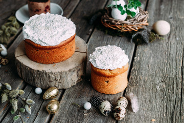 Easter cake . White easter Easter cake on a wooden table