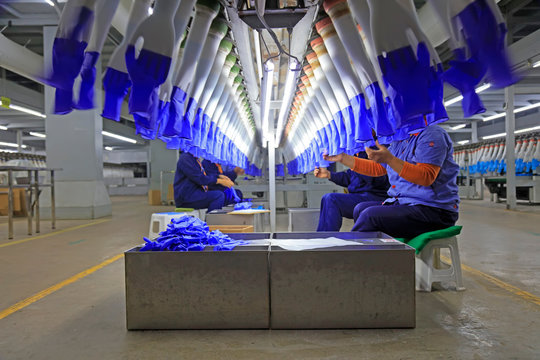 Tangshan Zhonghong NBR medical gloves production line, Tangshan City, Hebei, China, China