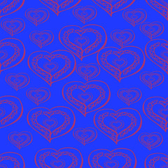  Vector illustration. Bright seamless festive pattern in the form of abstract hearts. Design for covers, cards, wallpapers, print textile.