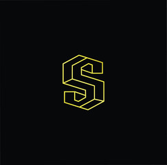 Outstanding professional elegant trendy awesome artistic black and gold color S SS initial based Alphabet icon logo.
