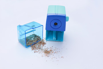 sharpener and pencil residue isolated on white background