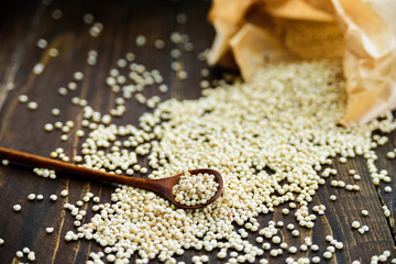 Wooden spoon with sorghum grain