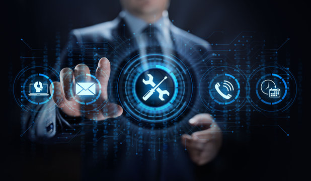 Support 24 7 Customer Service Quality assurance Business technology concept.