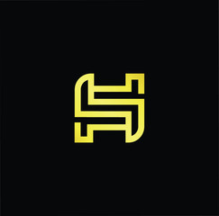 Fototapeta premium Outstanding professional elegant trendy awesome artistic black and gold color H HH HS SH initial based Alphabet icon logo.