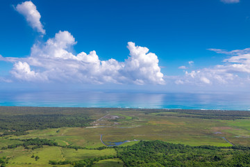 Beautiful view of the Rounded Lagoon from the Rounded Mountain at Miches, Dominican Republic....